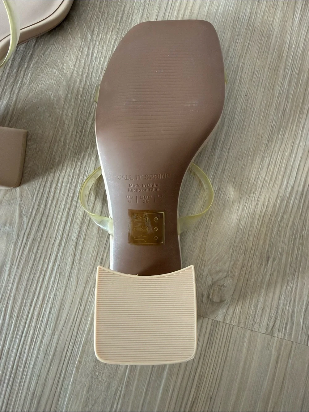 Call It Spring Nude Block-Heel Sandals with Clear Straps - Picture 4 of 4